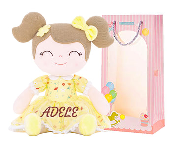 Gloveleya Personalized Doll With Your Name - Cute Floral Yellow Custom Soft Plush Doll For Girls Plush Doll Customized Gifts - Muñecas De Trapo Personalizadas Para Niñas