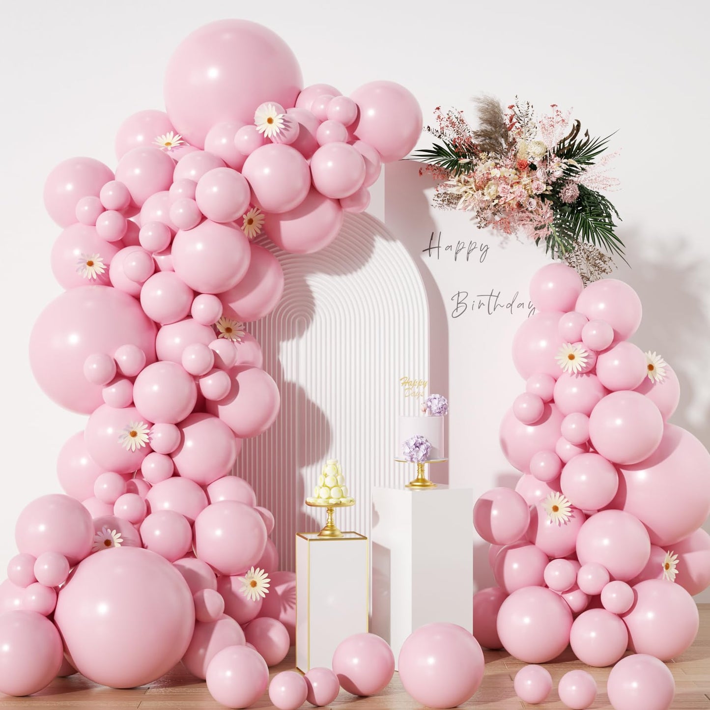 Pastel Pink Balloons In Different Sizes 5 10 12 18Inch-134Pcs Pastel Pink Balloons For Garland Arch