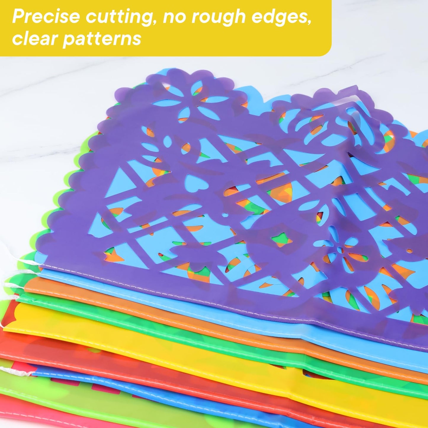 Domestar 90 Feet Mexican Party Banners, 5Pcs Plastic Fiesta Banner Cinco De Mayo Dia De Los Muertos Decor Day Of The Dead Papel Picado For Mexican Party Supplies