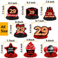 Happy 29Th Birthday Red And Black Table Honeycomb Centerpieces Balloons Theme Decor Table Decorations Table Toppers For Girls Women Princess 29 Years Old Birthday Party Bday Supplies Background Gold