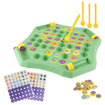 HUBTURE Animal Memory Flip Chess Game for Kids | Montessori Matching Board Game with 50+ DoubleSided Animal & Fruit Tokens, Sti