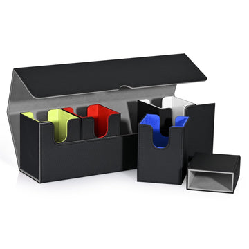 UAONO Card Deck Box - 5 in 1 Organizer for 800+ Unsleeved Cards, Leather, Colorful, Includes Dice Tray, Compatible with MTG & Yu-Gi-Oh!
