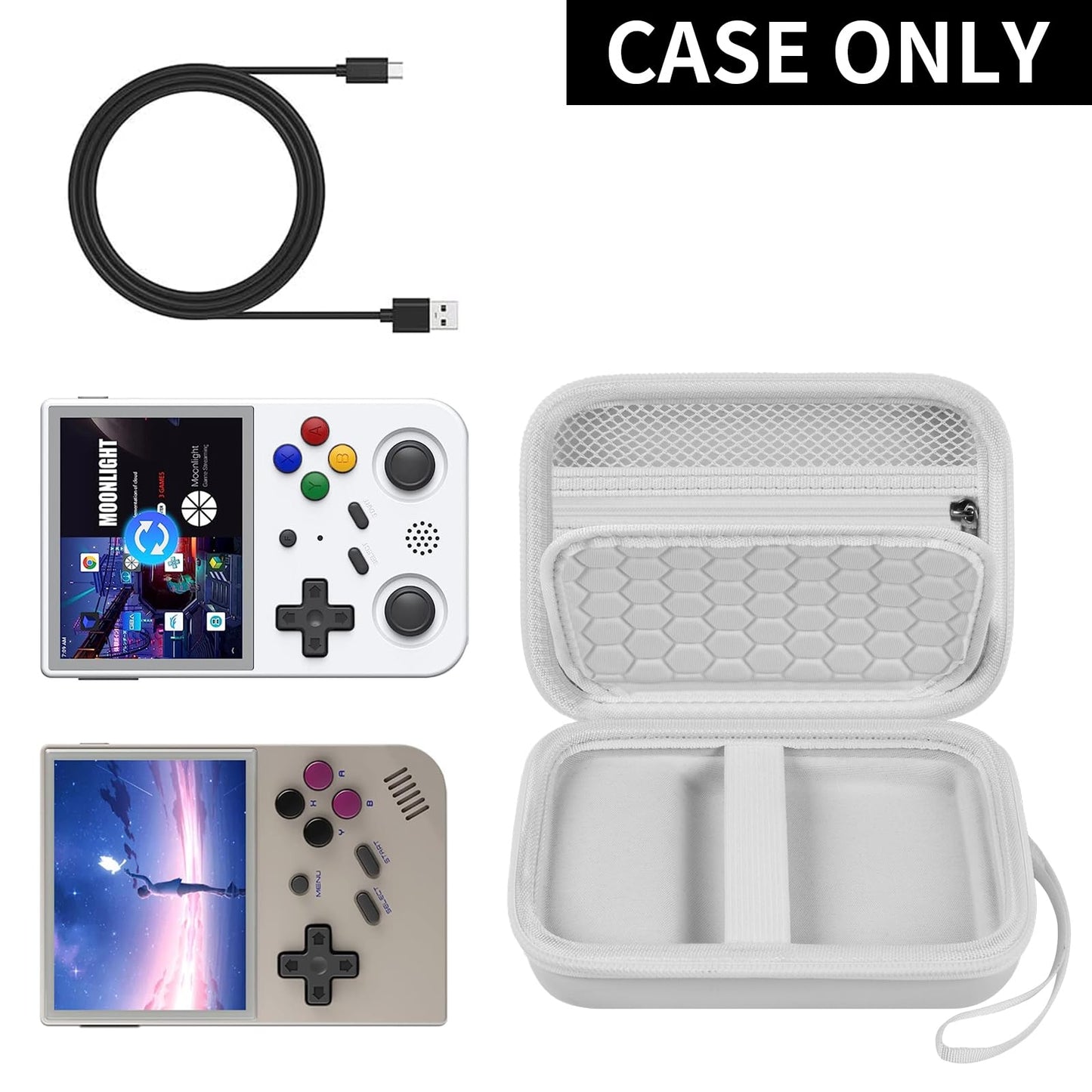 PAIYULE Travel Case for RG353V/RG353VS/R36S - White EVA Handheld Emulator Storage Organizer