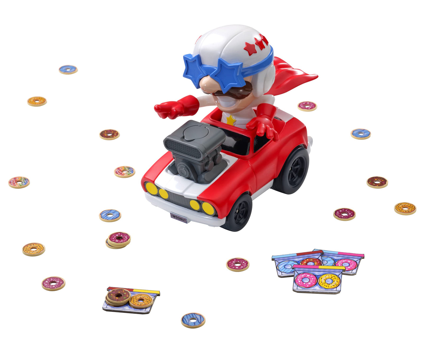 Goliath Donut Dash Game - Race to Pick Up Matching Donuts  Racecar Does Real Donuts On Table Or Hard Floor - Ages 4 and Up  2-4 Players