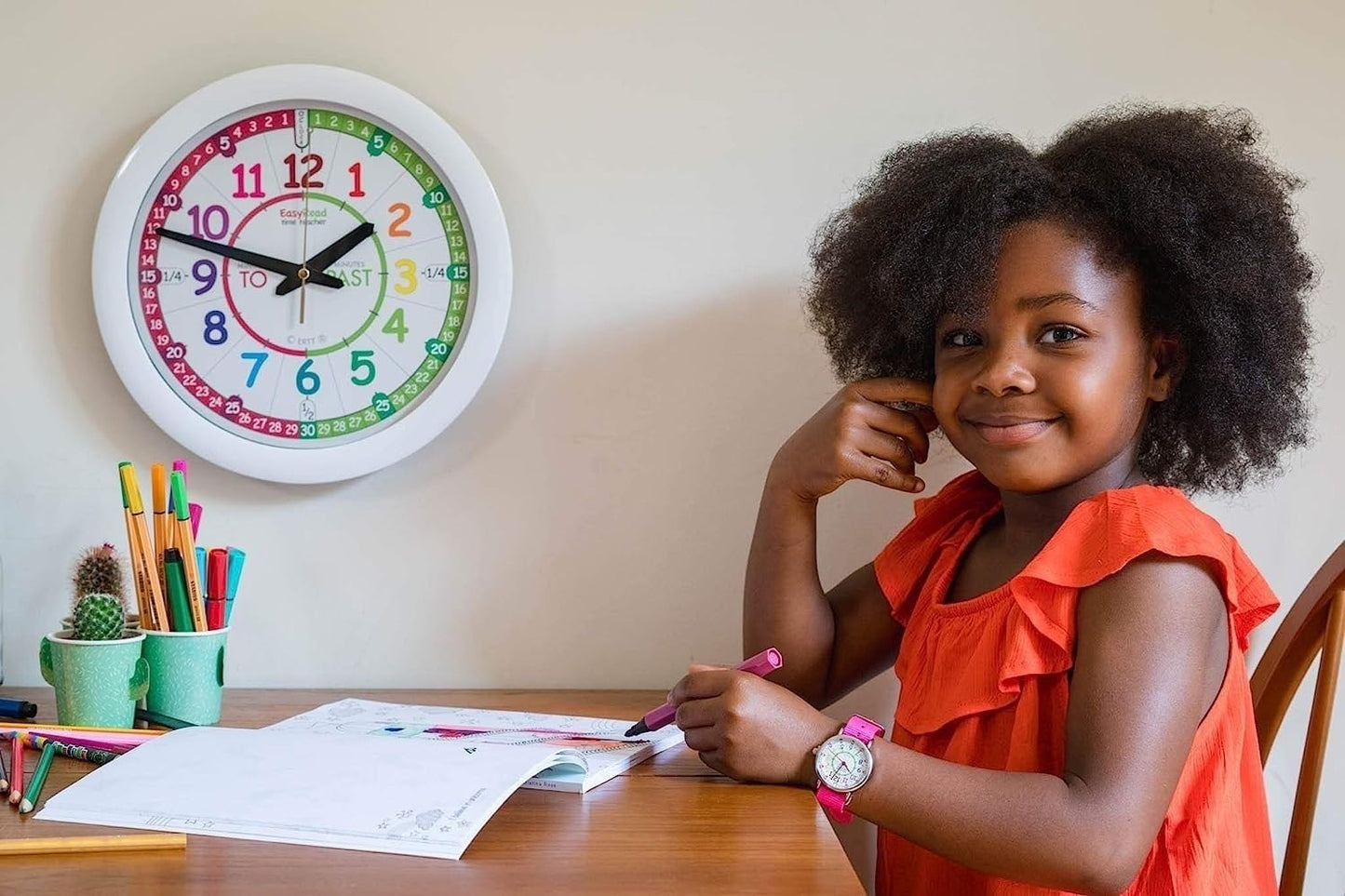 Ertt Teaching Wall Clock - Learn The Time Wall Clock - Kids Analog Clock For Classroom, Playroom, Bedroom, Educational Room Deco