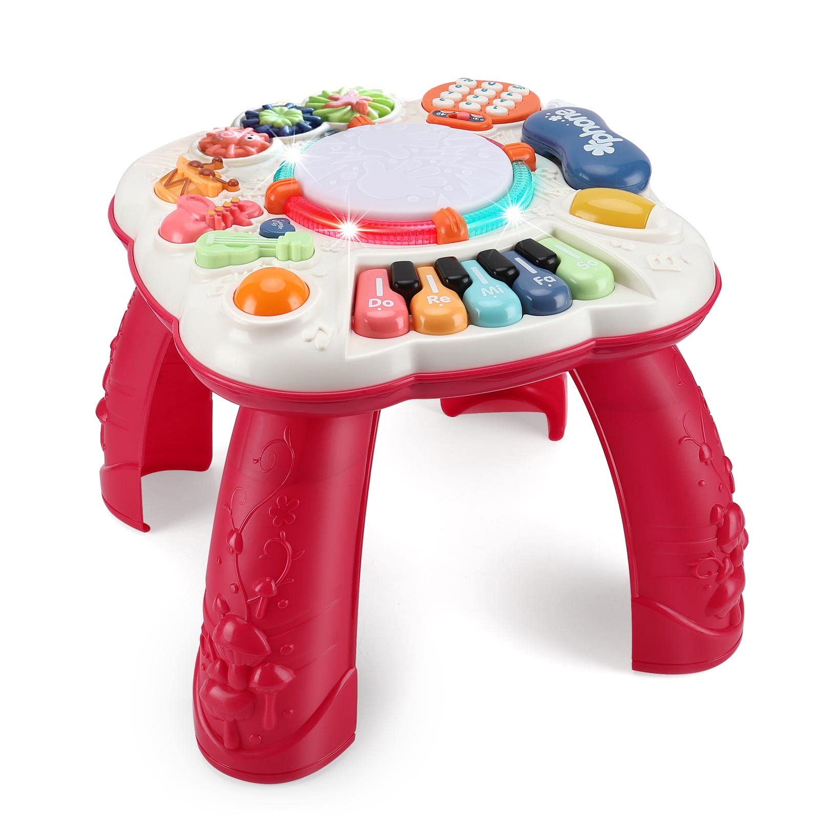 Baccow Baby Toys 6 To 12-18 Months, Musical Activity Table For 1 Year Old Boys Girls Gifts, Toddler Infant Toys, Length 12.99 Inches Width 12.99 Inches Height 12.6 Inches (33Cm W X 33Cm L X 32 Cm H)