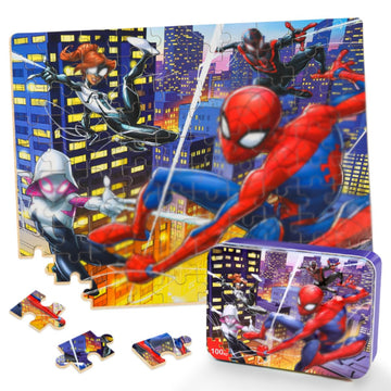 Puzzles For Kids Ages 4-8,Kids Puzzles In A Metal Box,Cool Toys Puzzles,Children Boys Girls Learning Educational Puzzles,100 Pie