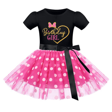 Mouse 5Th Birthday Outfit Baby Girls Dress Polka Dots Mini Tutu Headband Five Years Old Cake Smash Photo Shoot Kids Fifth Mouse