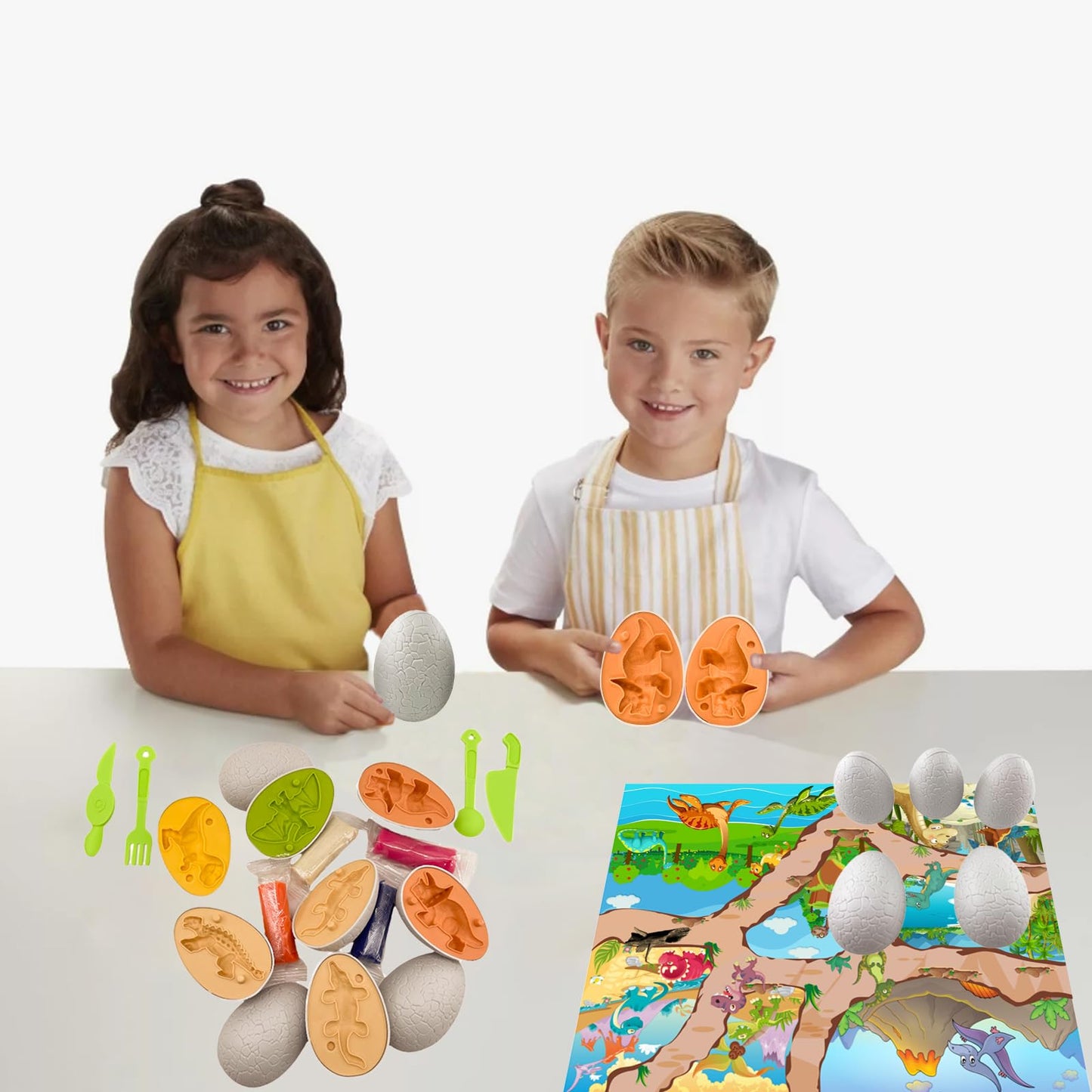 Iceacrin Playdough Dinosaur Eggs Sets, Easter Basket Stuffers for Toddler, Playdough Sets for Kids Ages 4-8, Easter Dino playdoh