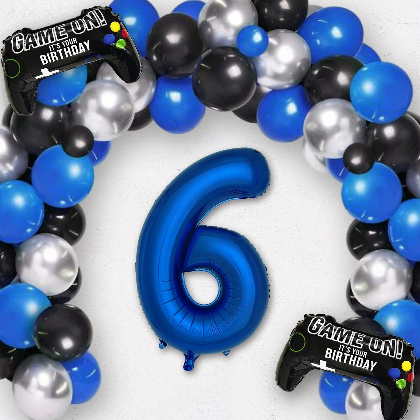 Navy Blue Video Game Party Supplies Boys 6Th Birthday Party Decorations- 2 Packs Game On Balloons With Dark Blue Number 6 Balloo