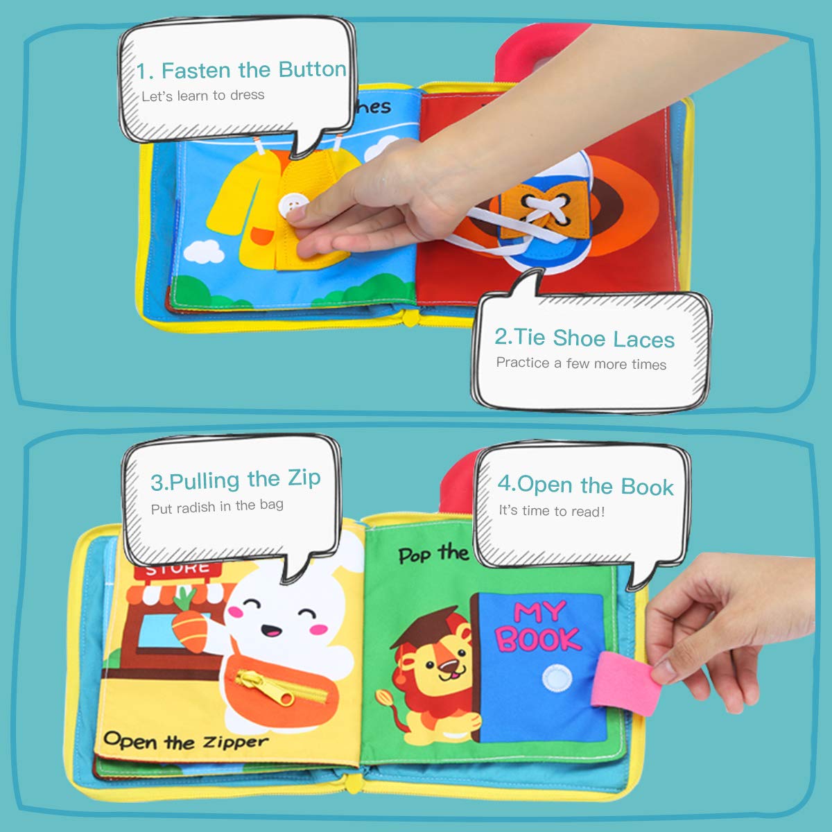 Beiens Quiet Book Montessori Toys, Busy Board For Toddlers 1 2 3 4, Toddler Activities Busy Book, Toddlers Travel Toy, Sensory 3