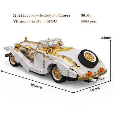 Jmbricklayer Vintage Cars Building Blocks Sets 50101, Classic K500 Sports Car Moc Model Car Kits, Ideal Gifts For Teens Adults G