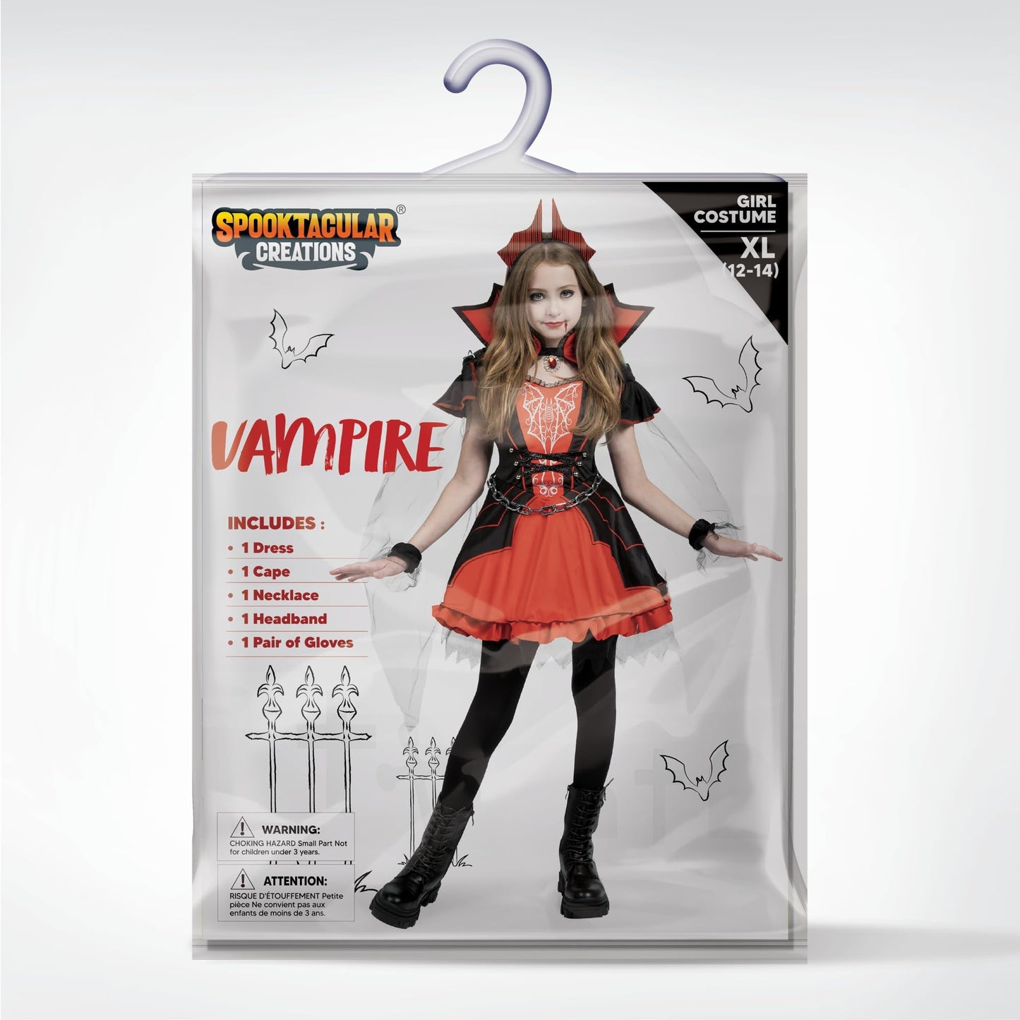 Spooktacular Creations Halloween Girls Vampire Costume, Red Dark Vampire Dress For Girls Halloween Dress Up, Role-Playing And Co