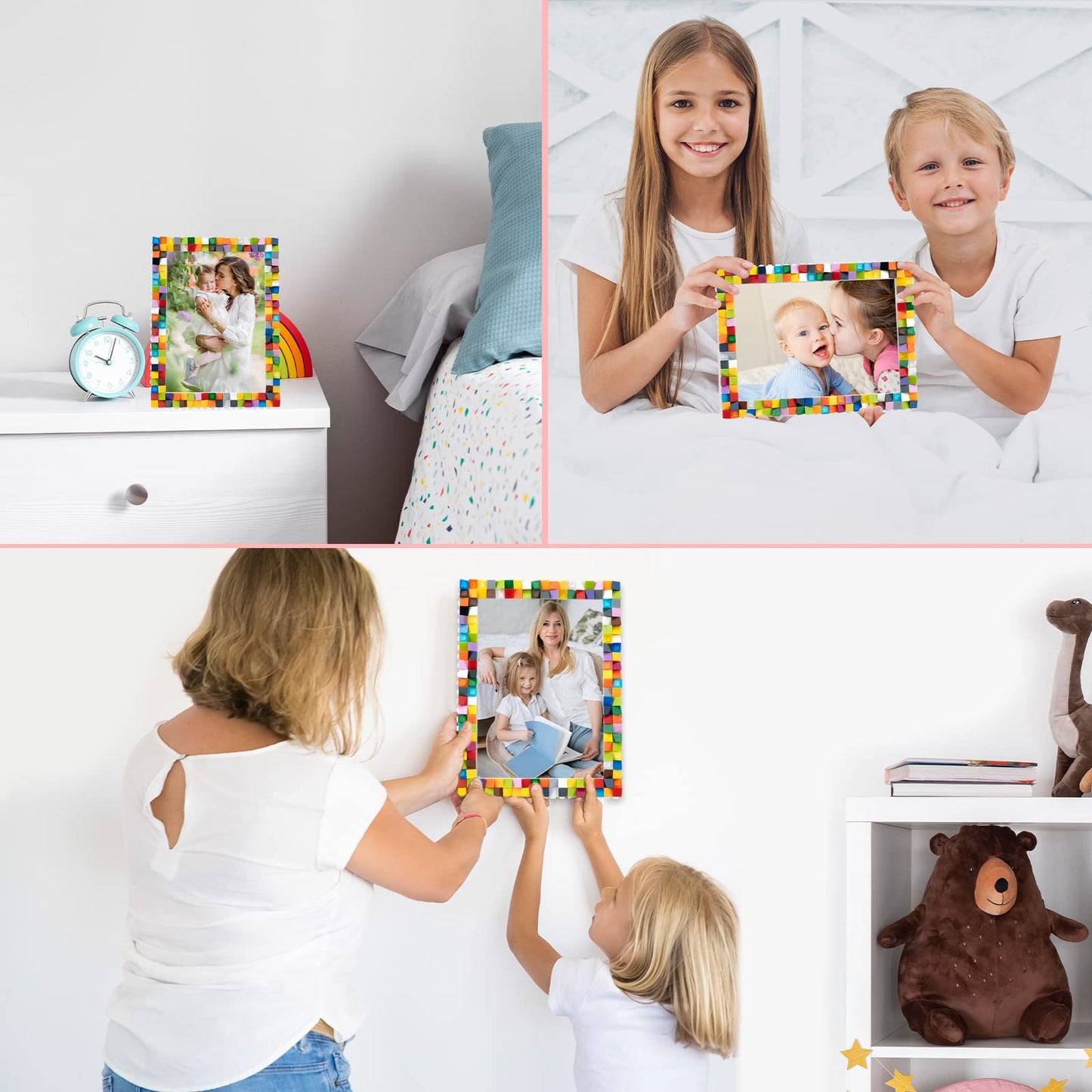 HAPMARS DIY Mosaic Block Photo Frame Making Kit - Creative Arts & Crafts for Kids Ages 6-12, Mosaic Craft Kits STEM Learning Act