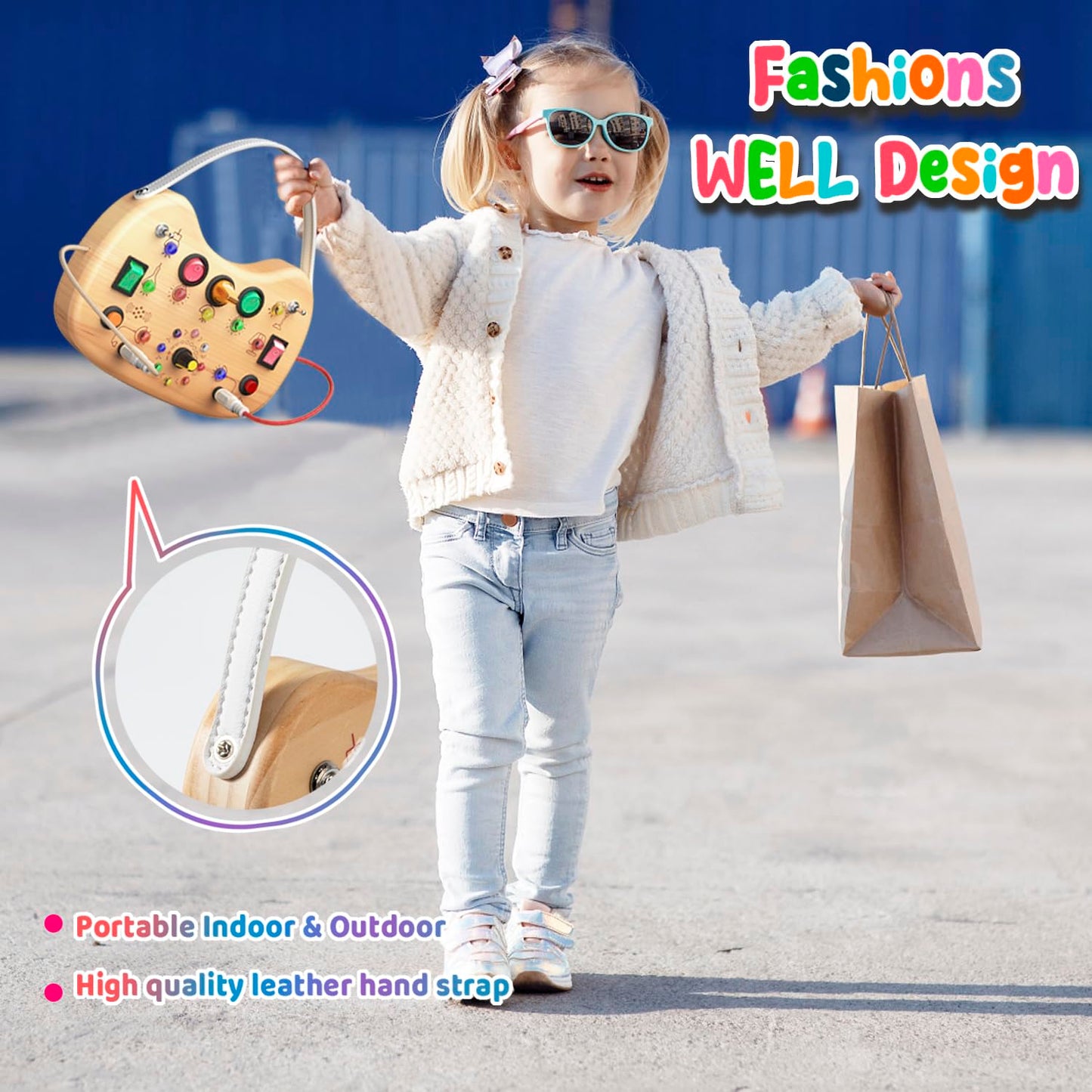 Montessori Busy Board For Baby, Busy Board For Toddlers Toys, Wooden Autism Sensory Toys With Animal Cards, Dinosaur Stickers, T