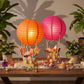 Namalu 24 Set Hot Air Balloon Centerpieces - Paper Lanterns & Wooden Candy Boxes for Baby Shower, Wedding, Bachelorette, Birthday Party - Red, Orange Series