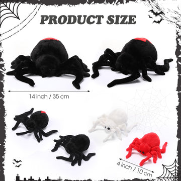 Hydren 5 Pcs Spider Plush Set 14 Inch Redback Spider Stuffed Animal With 4 Babies In Zippered Belly Plushie Gifts For Christmas