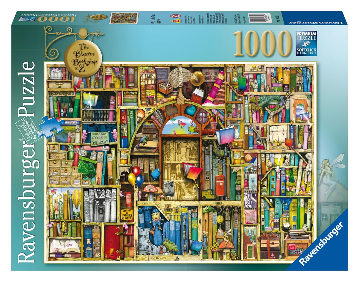 Ravensburger Bizarre Bookshop 2-1000 Piece Jigsaw Puzzle for mature-themeds | Unique Piece Design | Softclick Technology Ideal Gift for Puzzle Enthusiasts