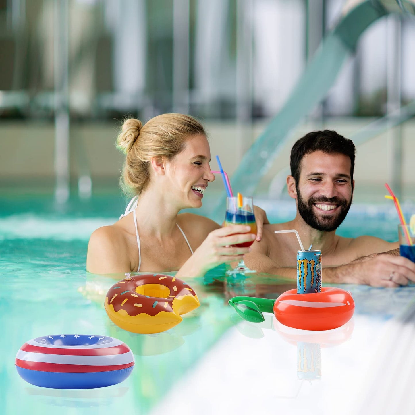 Kleeblatt Pool Drink Floaties, Flamingo Inflatable Drink Holders Floating Cup Holders Drink Floats for Pool Party