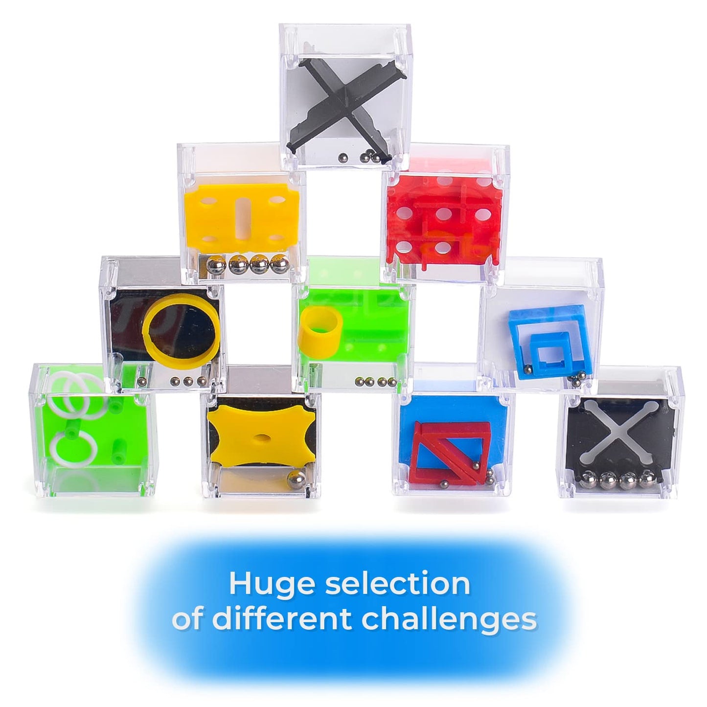 Magicat enhanced IQ Balance Puzzle Set I 10 Teaser Puzzle Cubes I Balance 3D Maze Box I Puzzles Party Favor I Brain Games Puzzles for Kids Ages 8-10 I Prize Box Toys for Kids Classroom I Puzzle Box