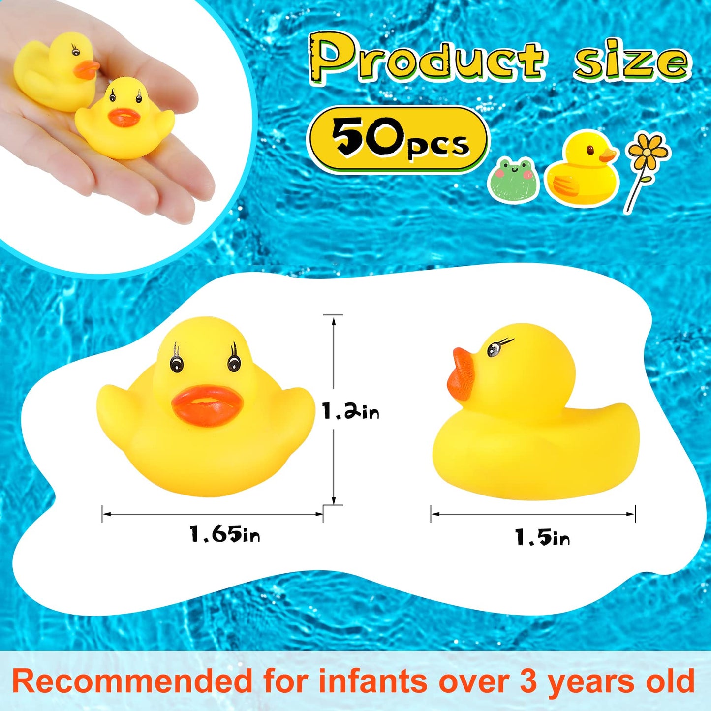 Gadiedie Rubber Duck 50 Pack Mini Rubber Ducky Float Ducks Baby Bath Toy, Great For Jeep Ducking, Shower, Birthday Party, Carnival Game Gift(1.6'X 1.5' X 1.2')