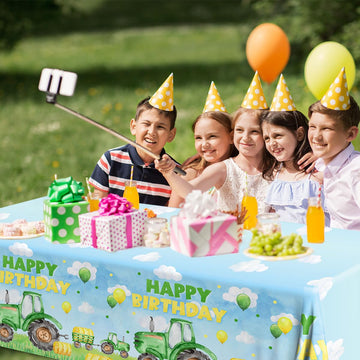 Pymurod Tractor Birthday Party Supplies 3Pcs Farm Tractor Tablecloths Happy Birthday Farm Tractor Table Cover For Kids Birthday