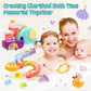 Cute Stone Baby Bath Toys, Bathtub Toy W/ Water Slide Building Track, No Hole Floating Squirting Toys, Duck Fishing Net Game, To