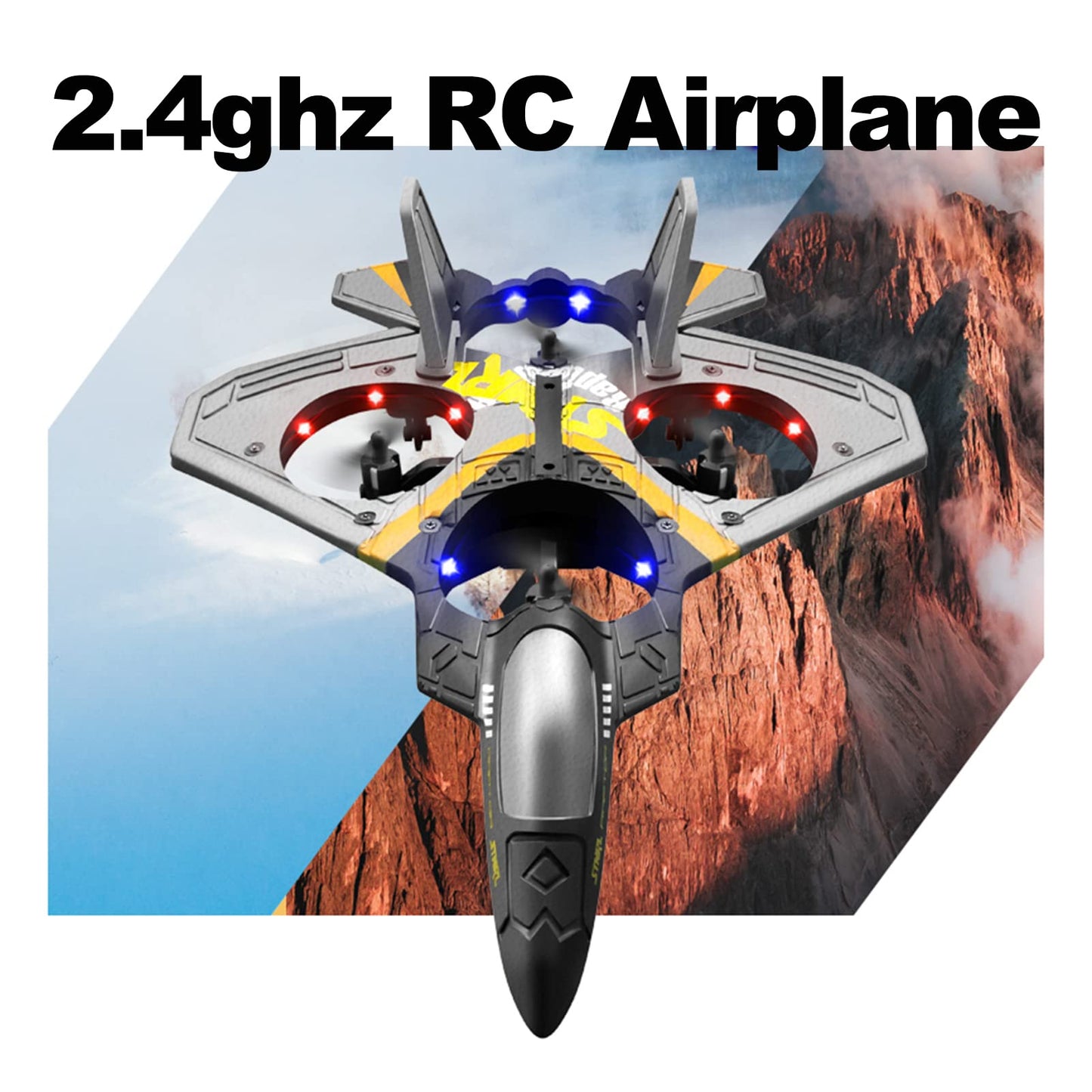 Goolrc V17 Remote Control Plane, 2.4Ghz Foam Rc Airplanes Jet Fighter Stunt Rc Airplane With Spinning Drone,Gravity Sensing,Stun