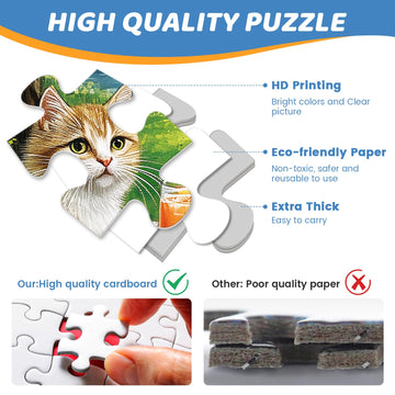 500 Piece Puzzles For Adults, Cat Family Dinner Large Piece Jigsaw Puzzle For Adults Kids Seniors,Recycled Cardboard Puzzle 500 Piece,Family Activity Great Gift For Family Friends 20.5 * 15 In