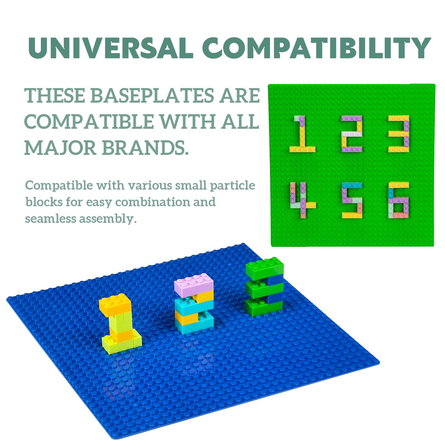 Pairez Toys Classic Base Plates For Building, 10' X10” Baseplates Multipack, Compatible With All Major Brands, 8 Pack, Building Brick Plates For Tables, Mats (Green & Blue)
