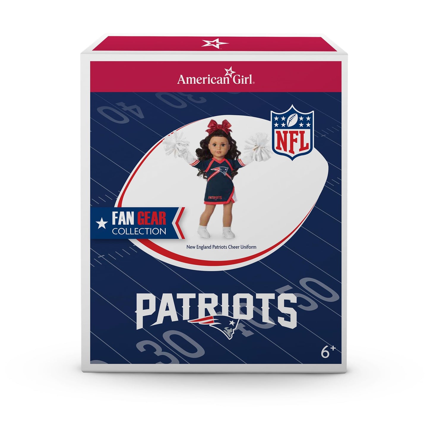 American Girl 18" Doll Cheer Uniform Set, Multi-Color with Pom Poms, Navy and Red, Model HPY01, Ages 6+
