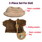 Clothes for Labubu(NO Doll)  15cm/17cm Doll Accessories Suit  Handcrafted Crochet 3-Piece Set enhanced Outfit with Accessories for   Stylish Clothes for Dolls  Play & Collector