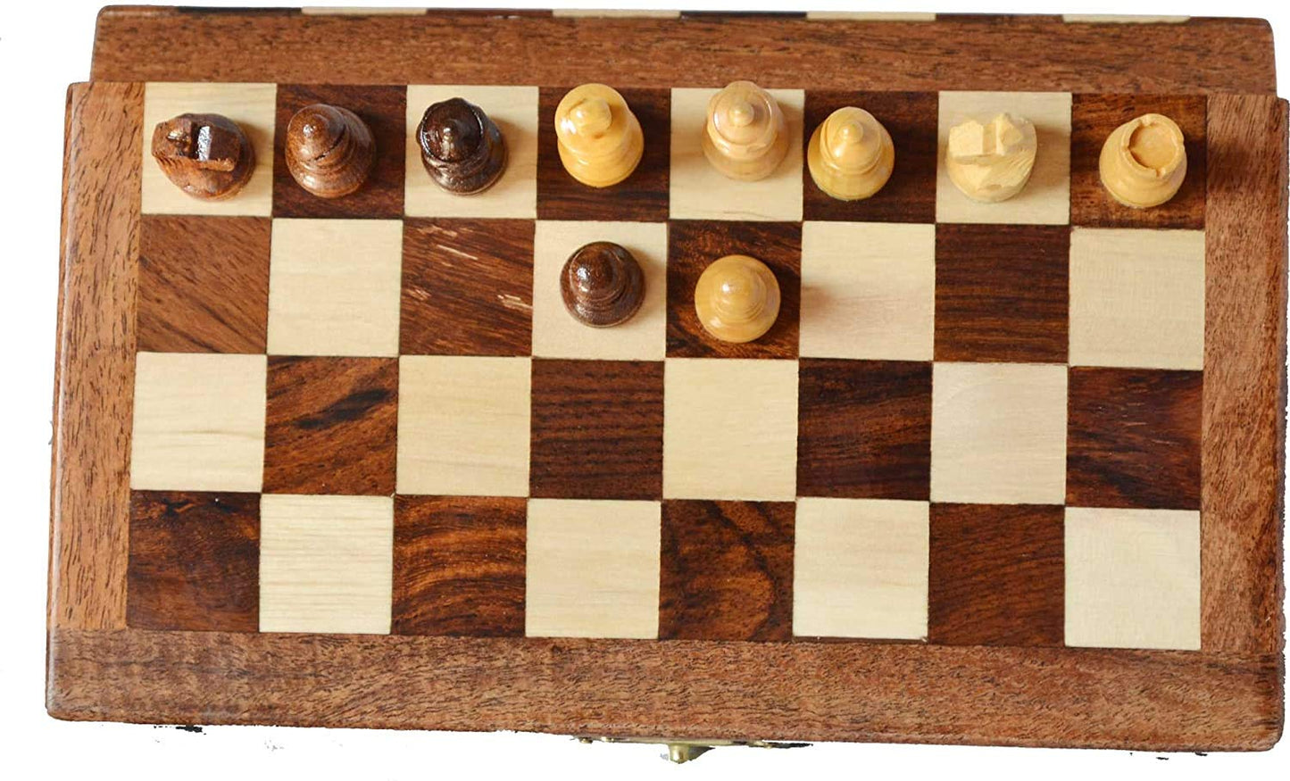 Chessbazar Magnetic Travel Pocket Chess Set - Staunton 7X7 Inch Folding Game Board - Handmade In Fine Rosewood - 2 Players, Age 14+