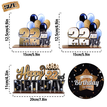 Lingteer Happy 22Nd Birthday Gold Acrylic Table Topper Centerpieces Set - Cheers To 22 Years Old Birthday 22Nd Bday Party Gift Decorations.