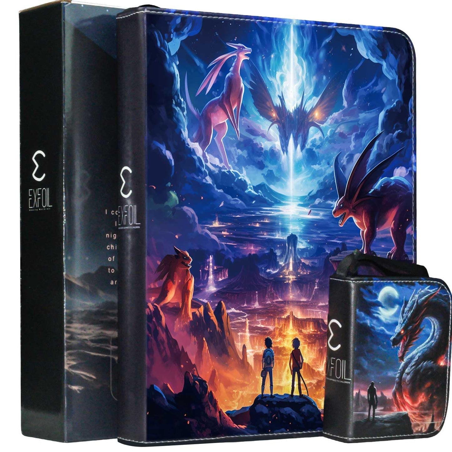 Pokemans Card Binder For Cards, Trading Cards Binder 9 Pocket, Collectible Card Zipper Waterproof Albums Fits 980 Cards