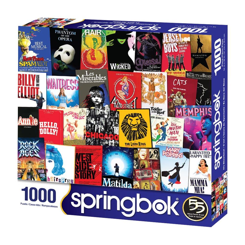 Springbok 1000 Piece Jigsaw Puzzle - It's Showtime Collage of Broadway Playlists, Multi, Engineered Wood, Model 33-10920
