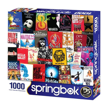 Springbok 1000 Piece Jigsaw Puzzle - It's Showtime Collage of Broadway Playlists, Multi, Engineered Wood, Model 33-10920