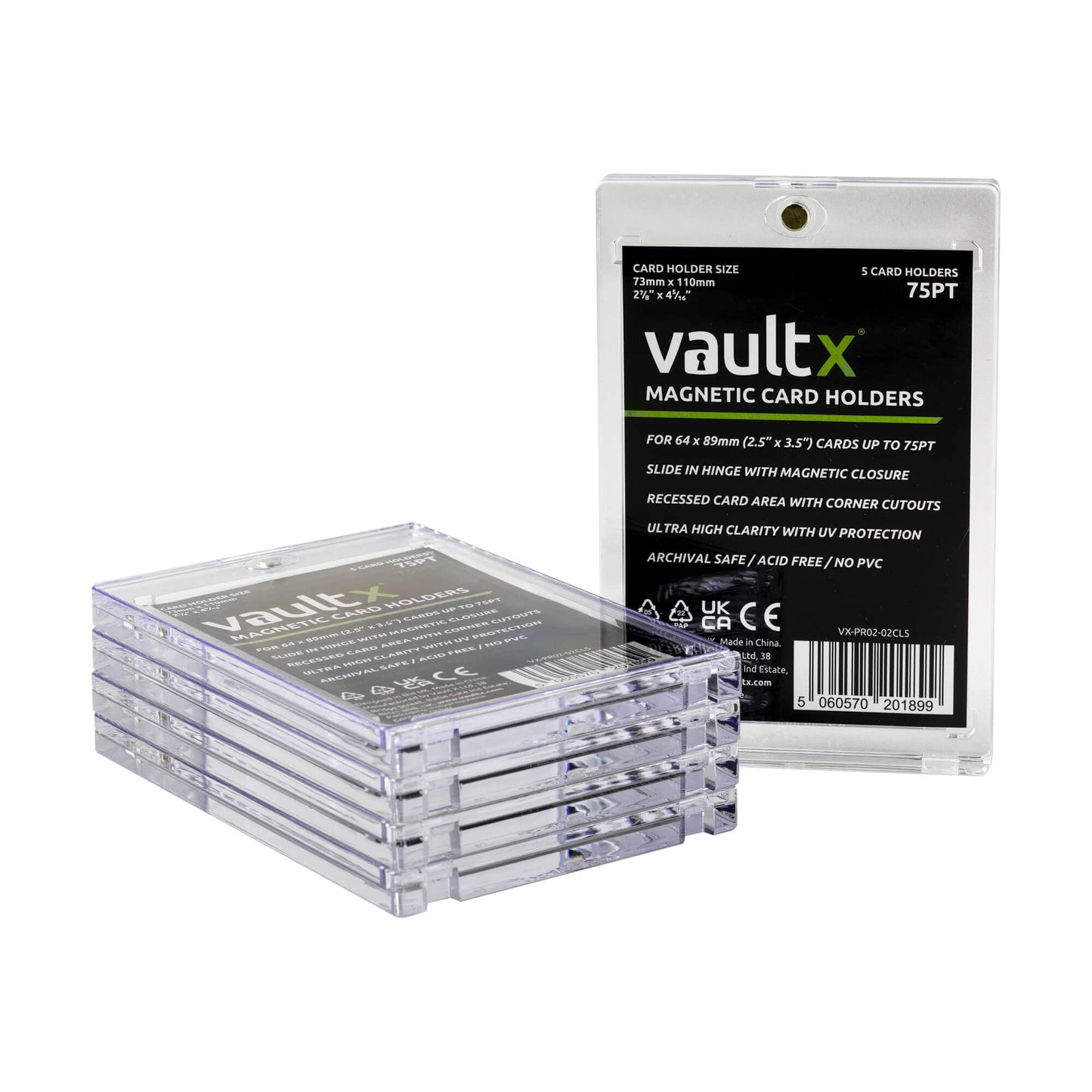 Vault X Magnetic Card Holders 75Pt For Trading Cards, One Touch Hard Cases With Uv Protection, Clear Display For Collectible Car