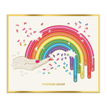 Galison Jonathan Adler Rainbow Hand 750 Piece Shaped Jigsaw Puzzle – Fun Indoor Activity, Multicolor
