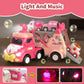 usrela Toddler Girl Truck Toys - 7-in-1 Pink Princess Car Transport Carrier, Friction Power, 13.07"x4.37"x6.46", Ideal for 2-