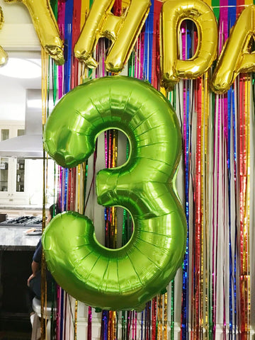 3 Balloon Number, 3Rd 3 Years Old Birthday Decorations For Boy, Three Rex Birthday Party Decorations, 40 Inch Light Green Large