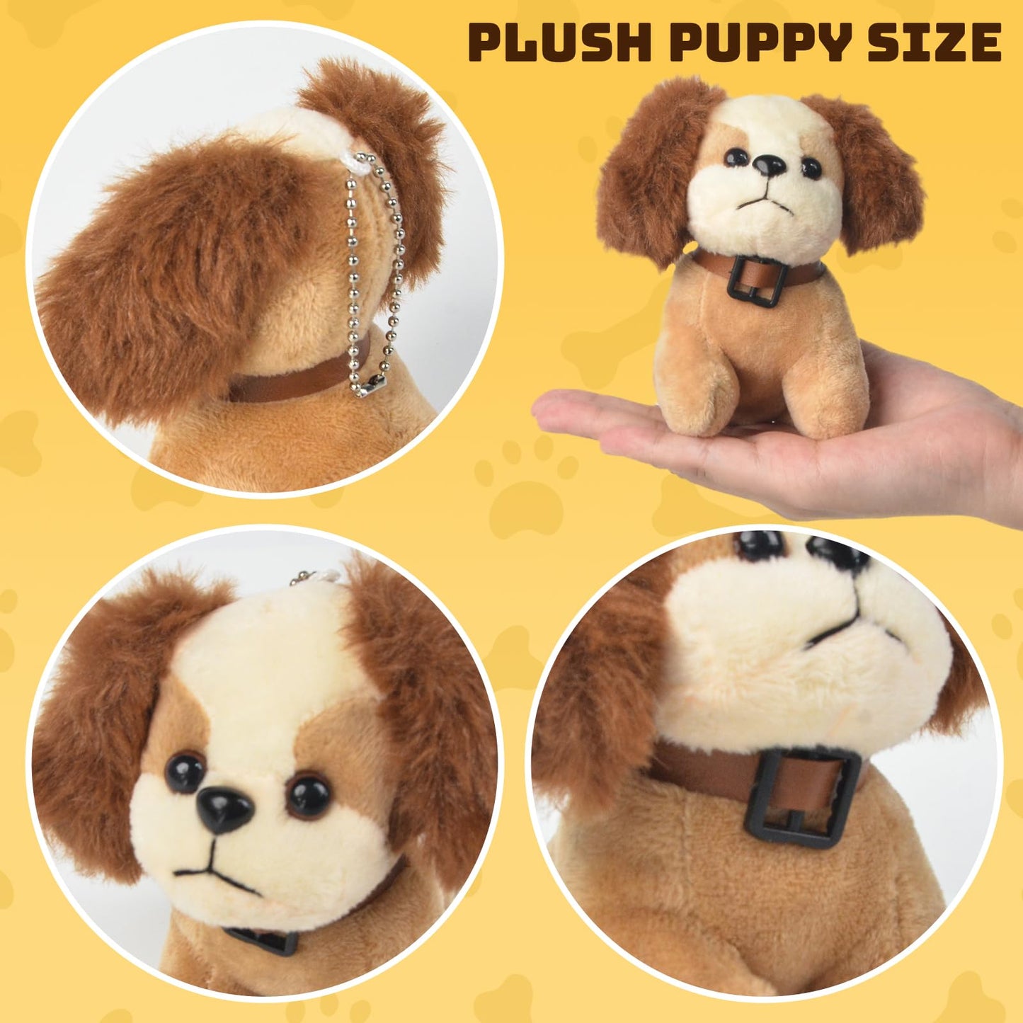 Letesult 36Pcs Adopt A Puppy Party Favors, Mini Stuffed Animals Adopt A Dog Set Includes 12 Stuffed Dogs 12 Kraft Paper Bags 10