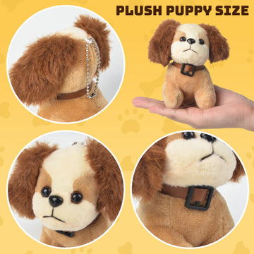 Letesult 36Pcs Adopt A Puppy Party Favors, Mini Stuffed Animals Adopt A Dog Set Includes 12 Stuffed Dogs 12 Kraft Paper Bags 10