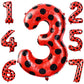 Lunmon Ladybug 40Inch Number 3 Balloon, Polyester, Black Red Polka Dots, Birthday, Baby Shower Decorations, Children, Unisex
