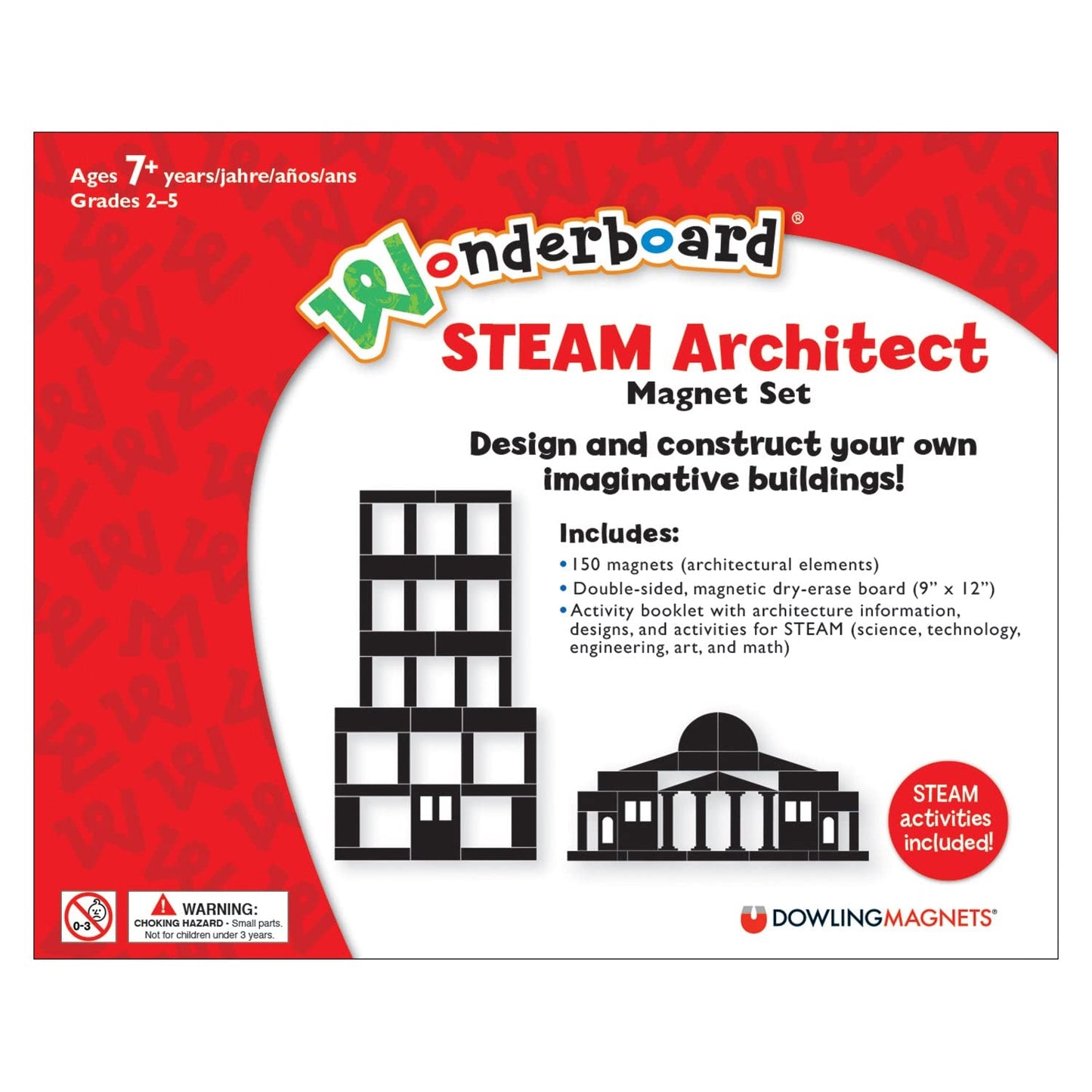 Dowling Magnets Wonderboard STEAM Architect Magnet Set, Small, Flexible Magnet, Model 736221