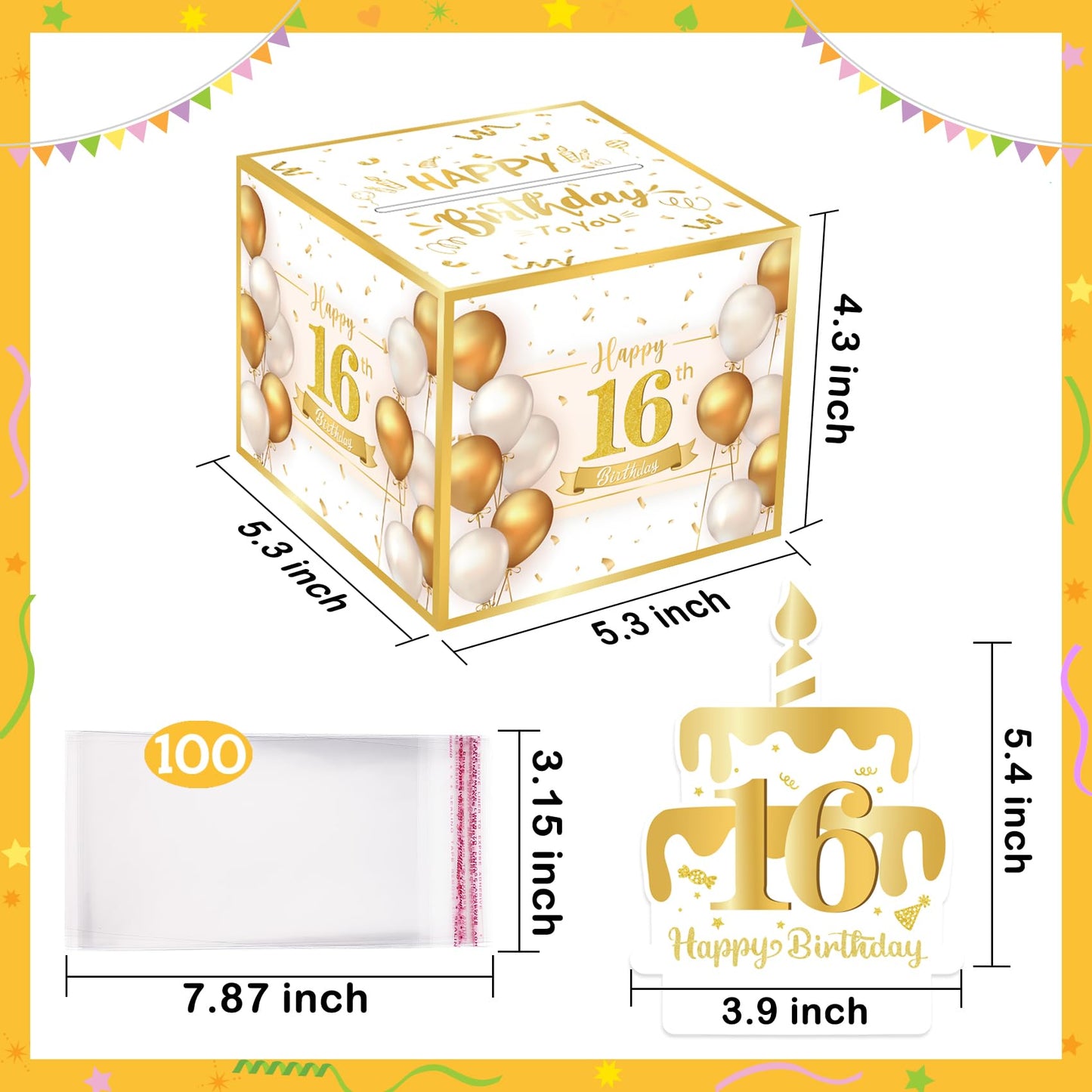 Meiidoshine 16Th Birthday Money Box For Cash Gift, Surprise Pull Out Money Gift Box With 100Pcs Transparent Bags - Fun Ways To Give Cash As A 16Th Birthday Gift For Girls Boys