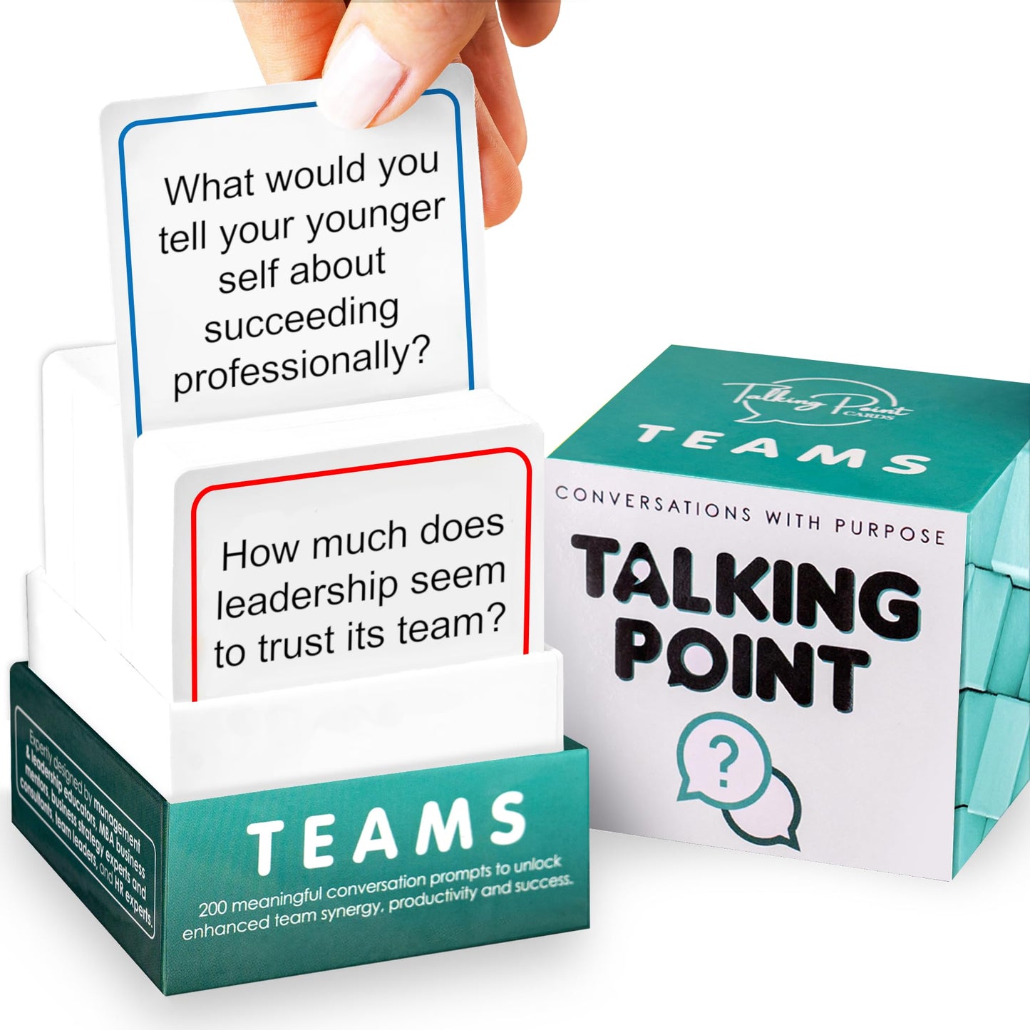 TALKING POINT CARDS 200 Conversation Cards - Team Building Icebreaker Game - Paper, Talking_Point_Teams Model