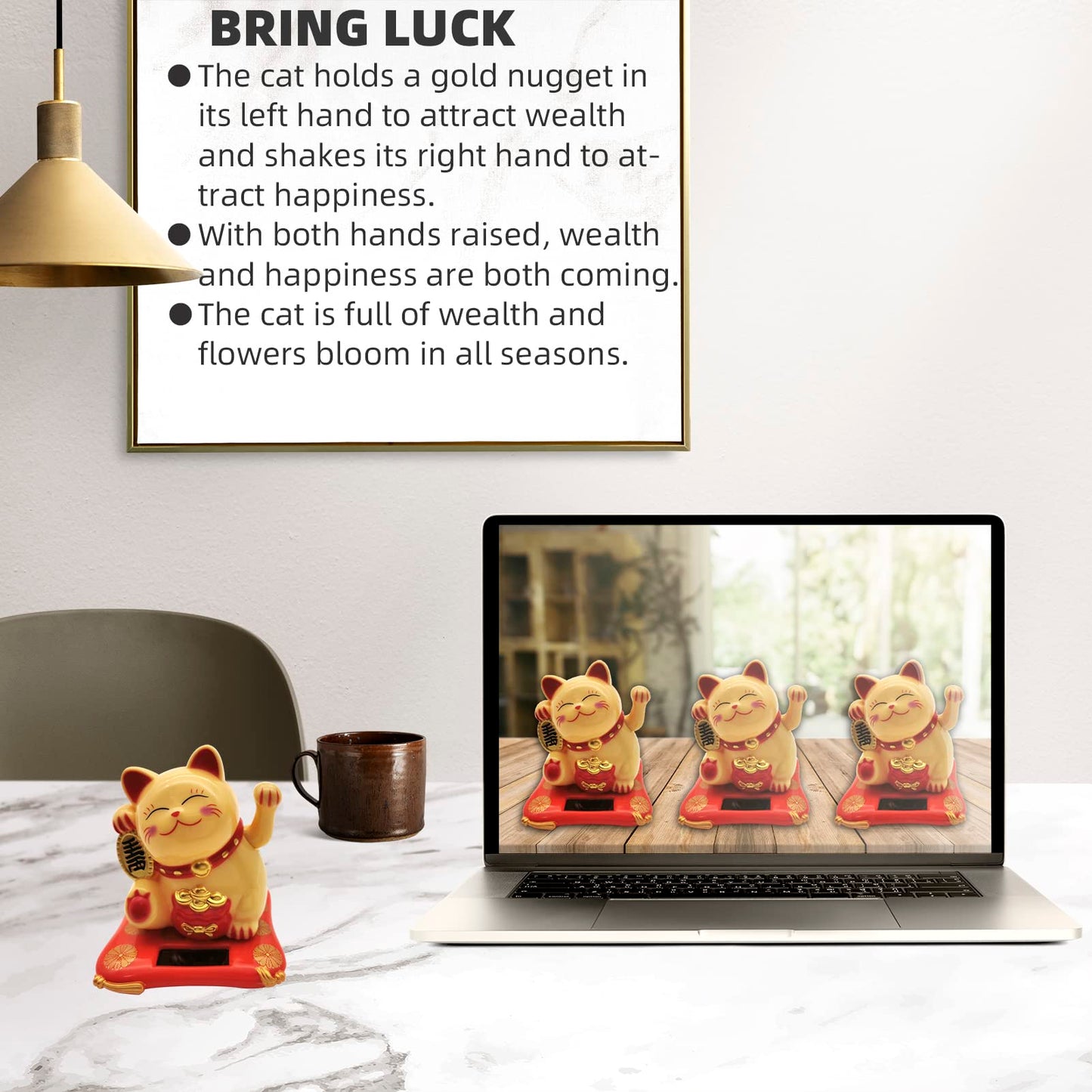 KOXXUD Lucky Cat Waving Arm Set, Vivid and Lovely Chinese Cat Statue Decorations for Decorating Front Desk, Car, Business Openin