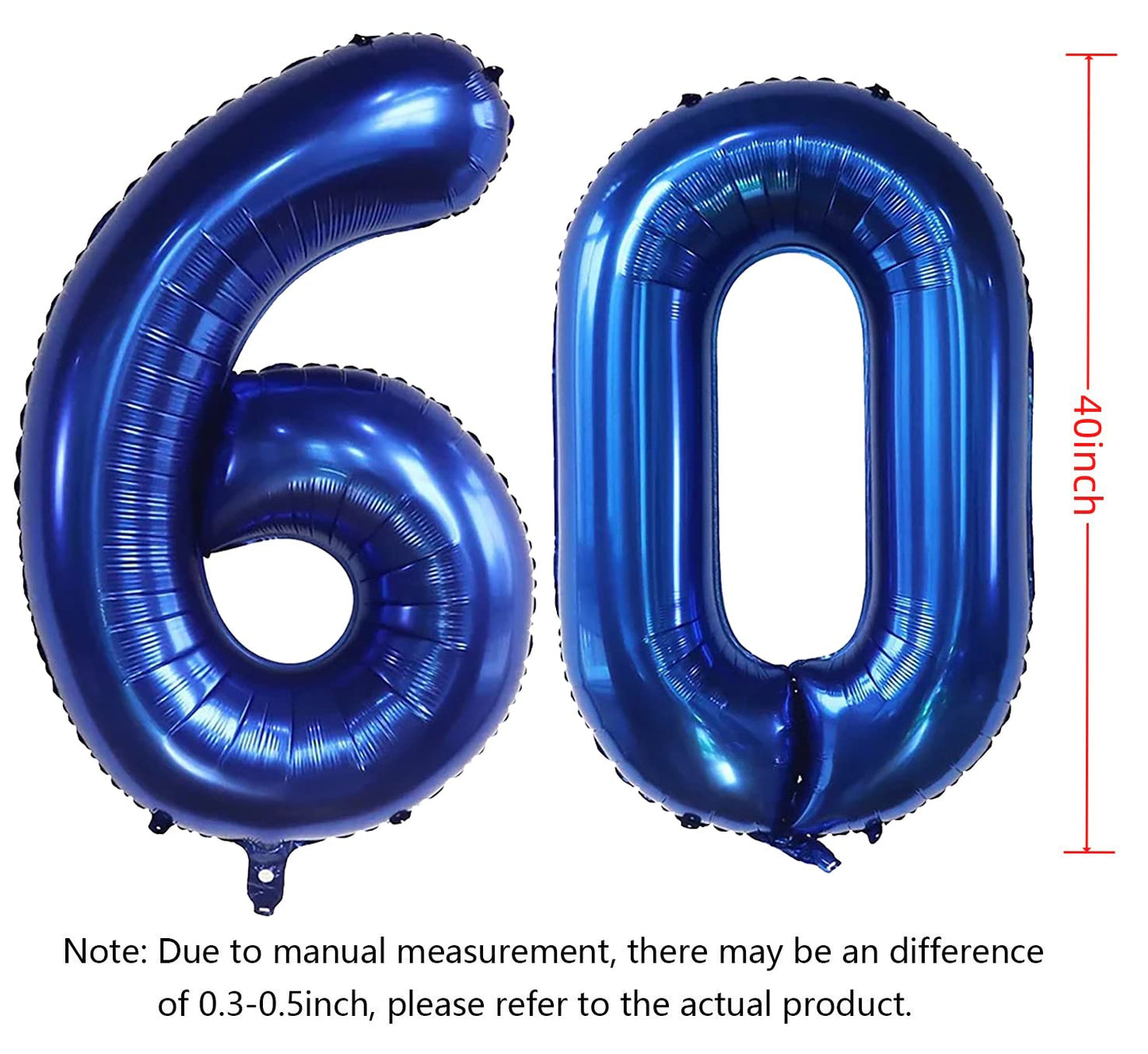 40Inch Navy Blue Number 60 Balloons Self-Sealing Balloon 60 Numbers For Birthday Party Decorations And Anniversary Party Decor (