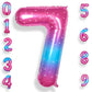 Rainbowq 7 Balloon Number 40 Inch For Boy Or Girl Big Starry 0-9 Foil Mylar Large 7 Number Balloon Happy 7Th Birthday Party Anni